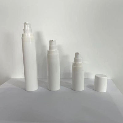 White Airless Bottles 15ml 30ml 50ml with Clear PP Cap round Shape